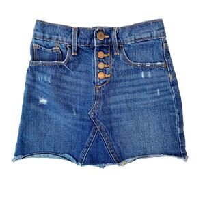 Old Navy Denim Skirt Girls S (6-7) Blue Jean Adjustable Waistband Button Fly